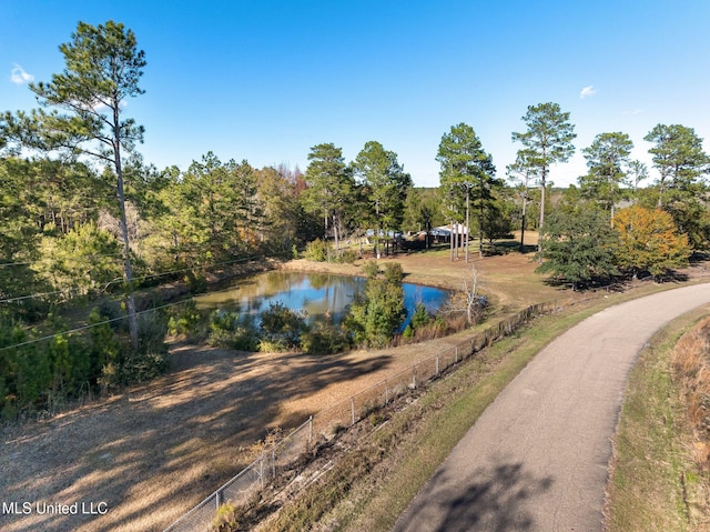 view of property's community with a water view