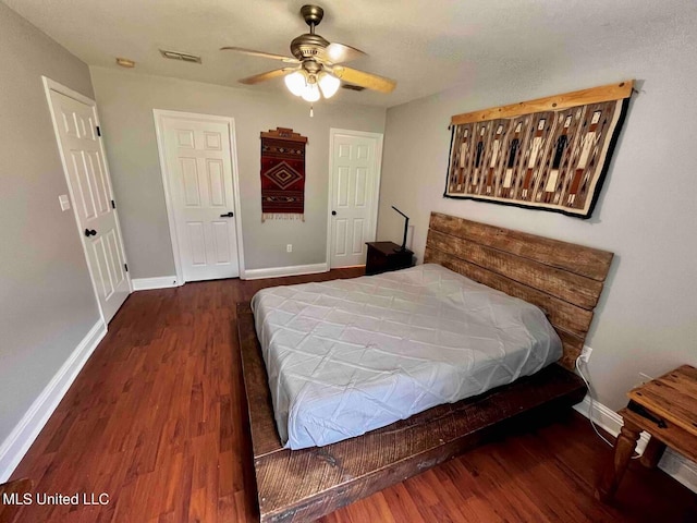 2290 Monica Dr, Gulfport, MS 39507 - bedroom with wood finished floors, baseboards, and ceiling fan