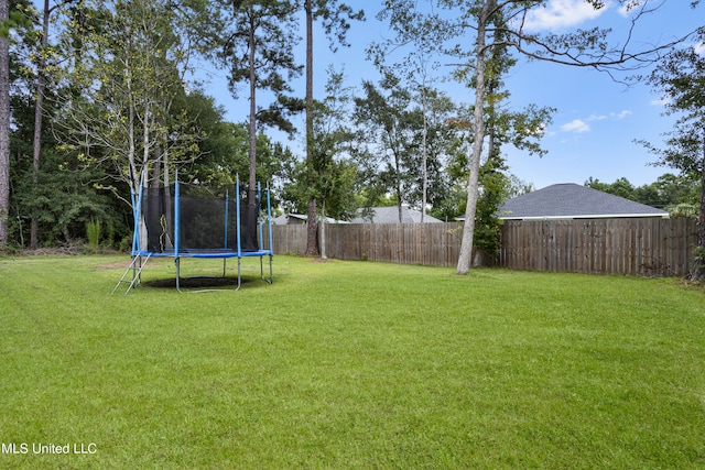 view of yard with a trampoline