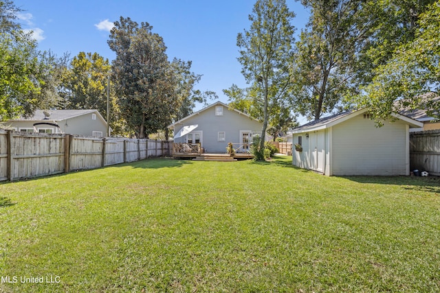 view of yard featuring a deck