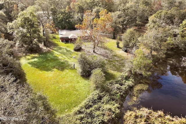 bird's eye view featuring a water view