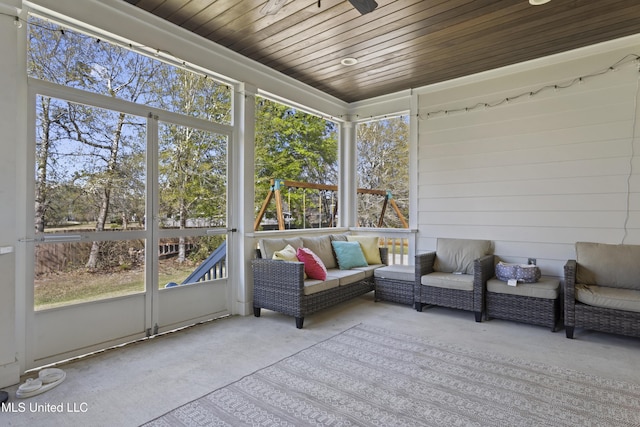 sunroom / solarium with an outdoor living space