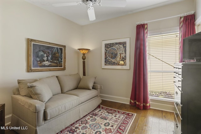 215 Azalea Ct, Brandon, MS 39047 - living room with baseboards, wood finished floors, and a ceiling fan