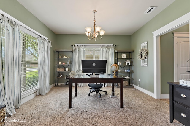 18225 Tulip Cv, Gulfport, MS 39503 - carpeted office space with a chandelier and baseboards