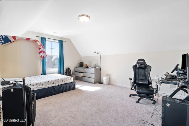 7785 Parkridge Dr, Southaven, MS 38671 - bedroom with vaulted ceiling, carpet, and an office area