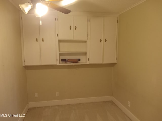 207 W Percy St, Indianola, MS 38751 - spare room with baseboards, ceiling fan, and light colored carpet