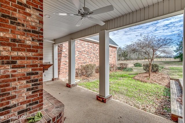 view of patio with ceiling fan