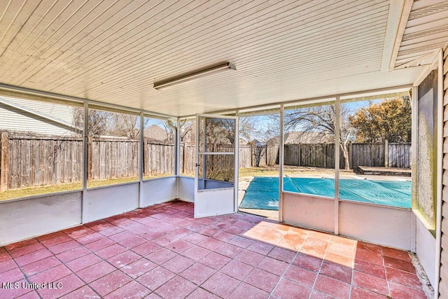 view of unfurnished sunroom