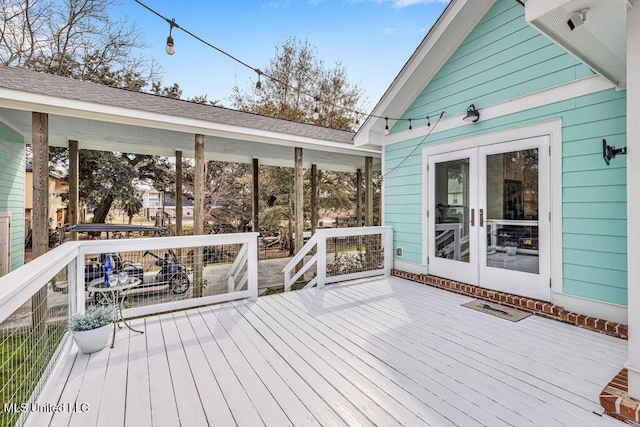 deck featuring french doors