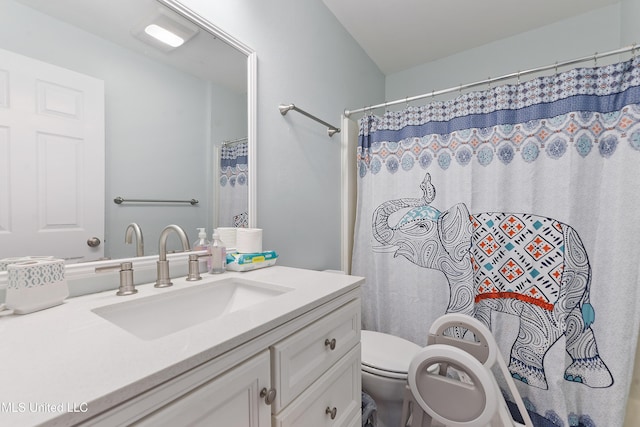 7829 Alawai Ave, Diamondhead, MS 39525 - full bathroom with vanity, a shower with curtain, and toilet