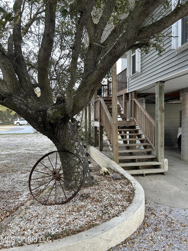 view of yard featuring stairs