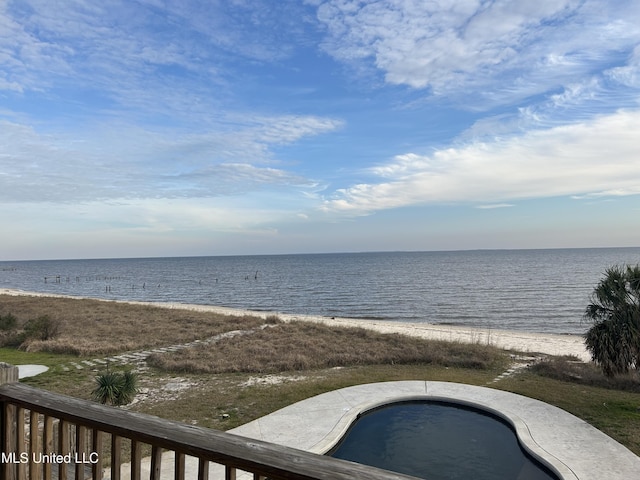 water view featuring a beach view