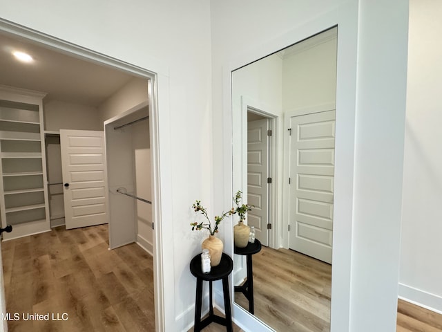 hallway featuring wood-type flooring