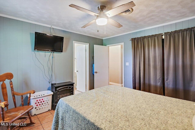 9414 Hillsboro Ludlow Rd, Lena, MS 39094 - bedroom with ornamental molding, light tile patterned floors, and ceiling fan