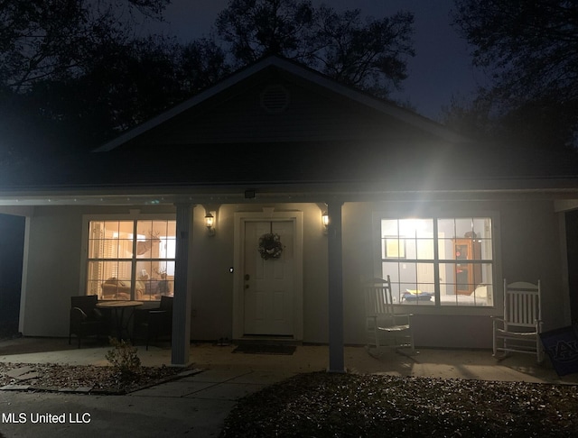 view of front of home with a patio