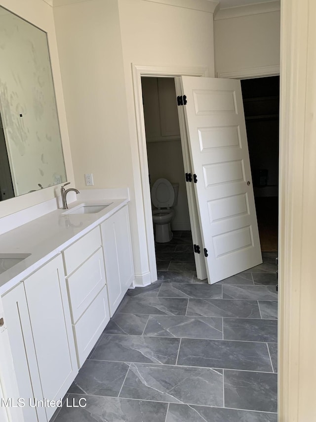 bathroom featuring vanity and toilet