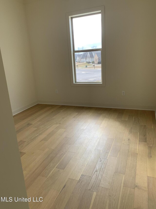 spare room featuring light wood-type flooring