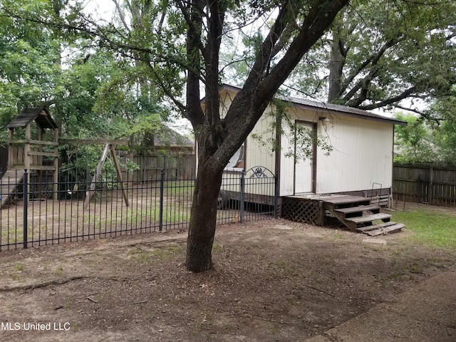 view of yard with a playground