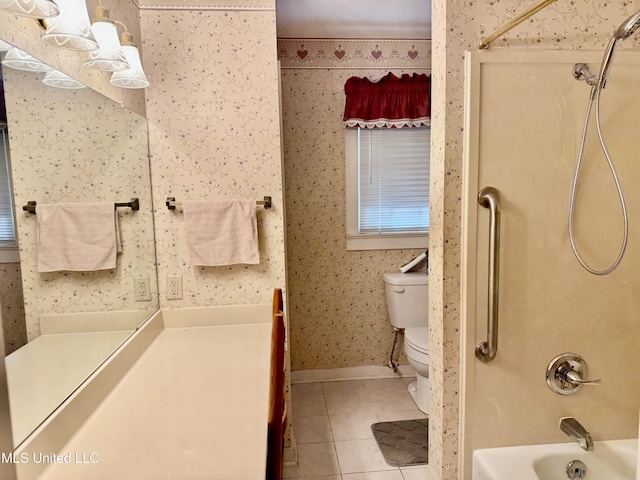 4425 Oak Ave, Moss Point, MS 39563 - bathroom featuring tile patterned flooring, wallpapered walls, washtub / shower combination, and vanity