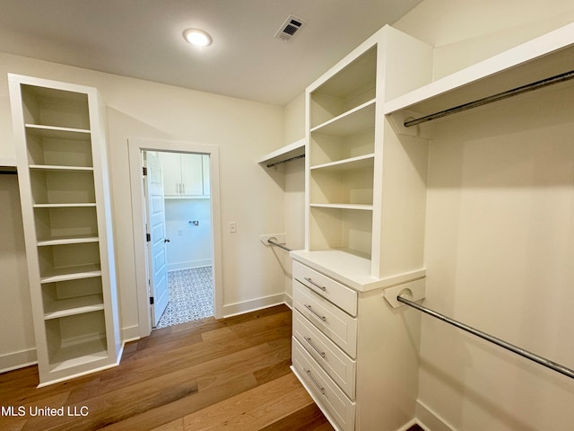 spacious closet featuring wood-type flooring