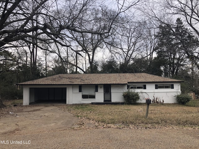 view of single story home