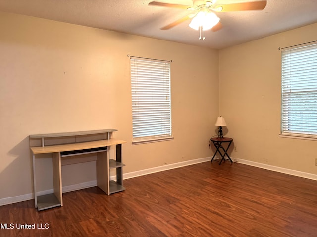 3310 Washington Ave Unit 1315, Pascagoula, MS 39581 - misc room with ceiling fan, dark wood-type flooring, and baseboards