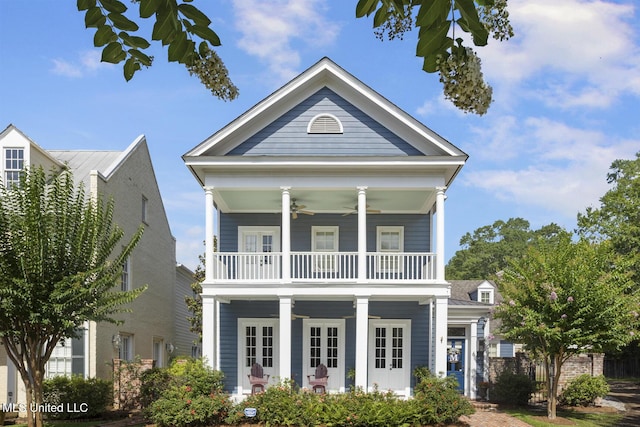 6 Fondren Green Cir, Jackson, MS 39216 - greek revival inspired property with ceiling fan, covered porch, and a balcony