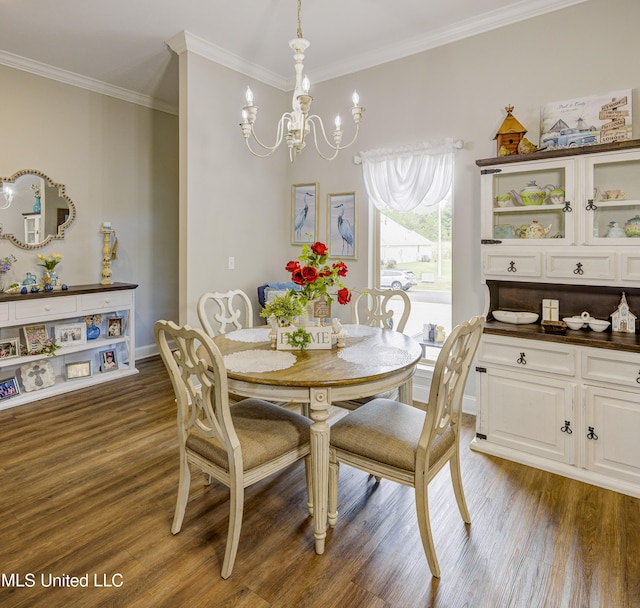 598 Westfield Dr, Pearl, MS 39208 - dining room with wood finished floors, a chandelier, and ornamental molding