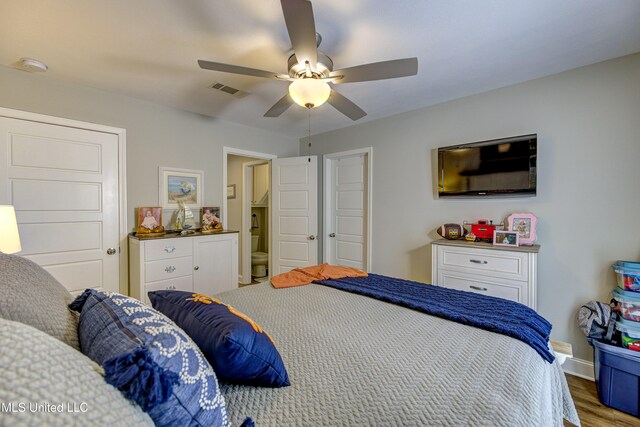 598 Westfield Dr, Pearl, MS 39208 - bedroom with wood finished floors and ceiling fan