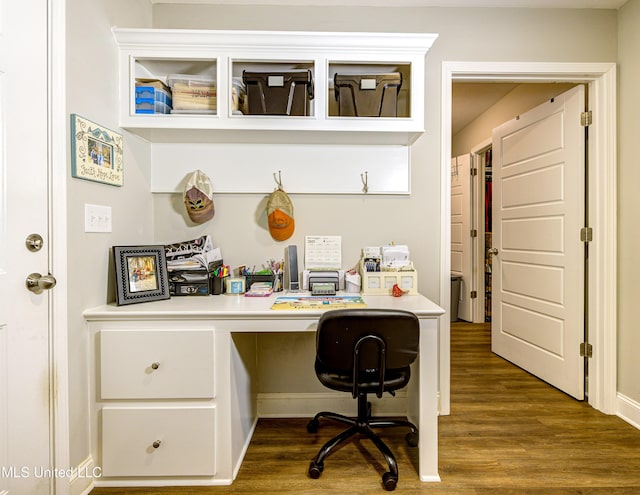598 Westfield Dr, Pearl, MS 39208 - home office featuring dark wood-style floors and built in study area