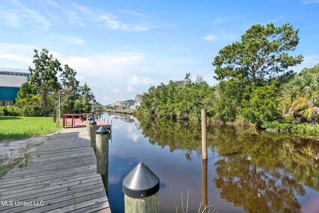 view of dock featuring a water view