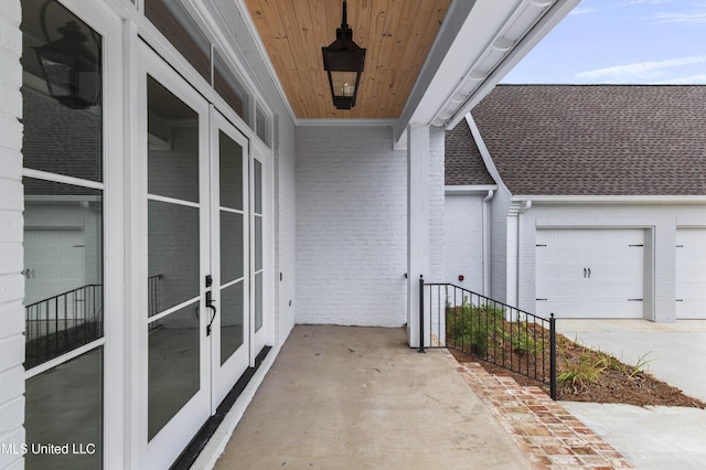 balcony featuring french doors