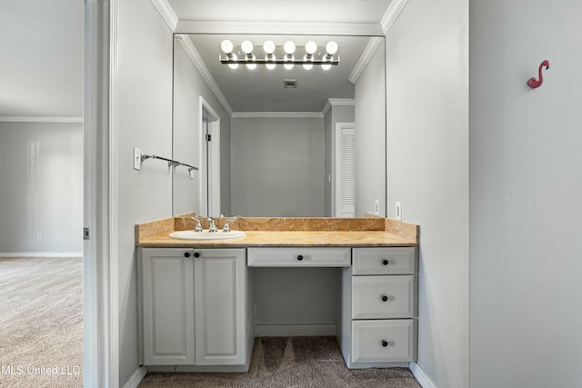 bathroom featuring vanity and crown molding