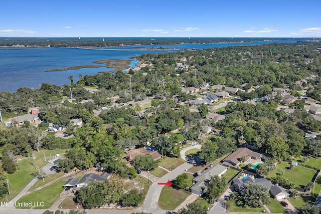 bird's eye view featuring a water view