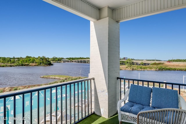 balcony with a water view