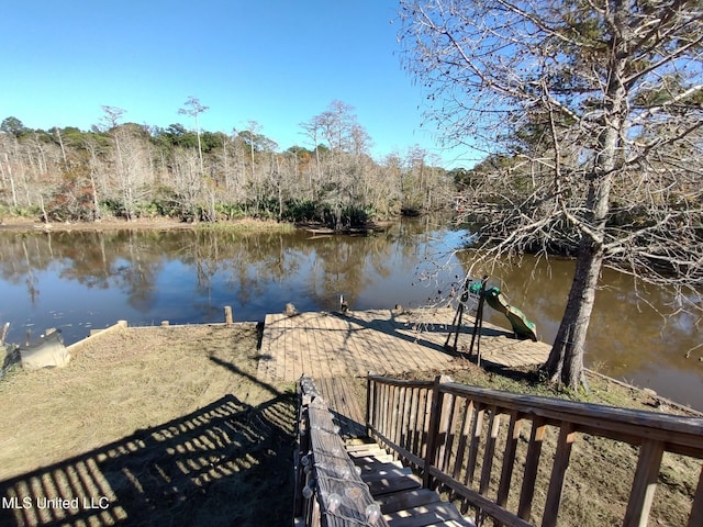 dock area featuring a water view