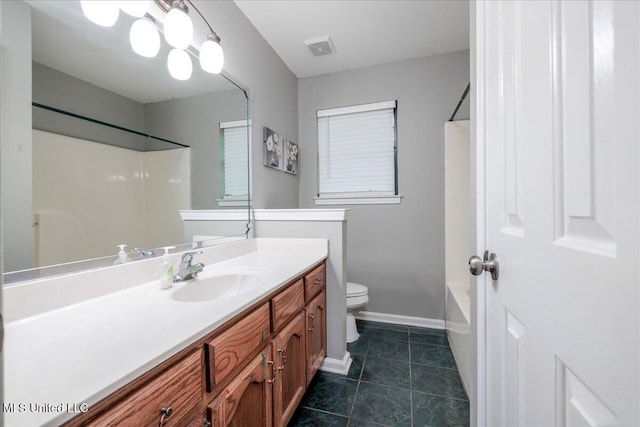 7488 Hickory Estates Dr, Walls, MS 38680 - full bath with vanity, toilet, baseboards, shower / bath combination, and visible vents
