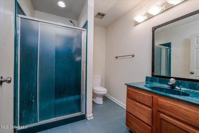 7488 Hickory Estates Dr, Walls, MS 38680 - bathroom with tile patterned flooring, vanity, toilet, a shower stall, and visible vents