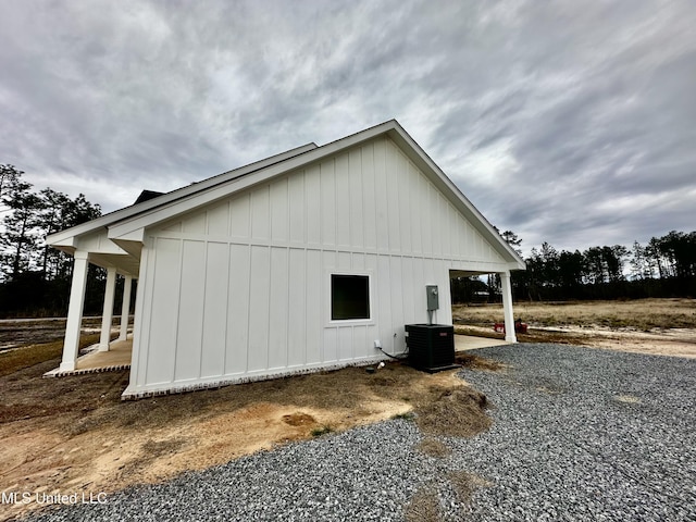 view of home's exterior featuring central air condition unit