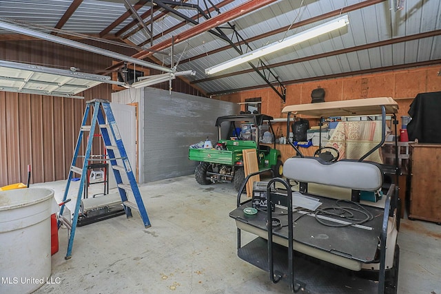 garage featuring metal wall