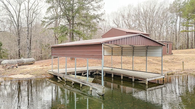 view of dock featuring a water view