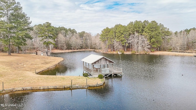 dock area featuring a water view