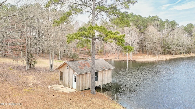 view of dock featuring a water view