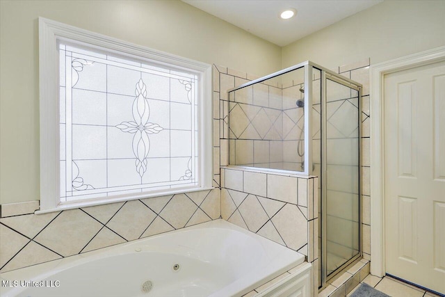 105 Speers Valley Rd, Brandon, MS 39042 - full bathroom featuring a shower stall, a whirlpool tub, and recessed lighting