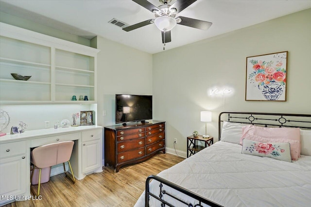105 Speers Valley Rd, Brandon, MS 39042 - bedroom featuring light wood-style flooring, baseboards, ceiling fan, and an office area