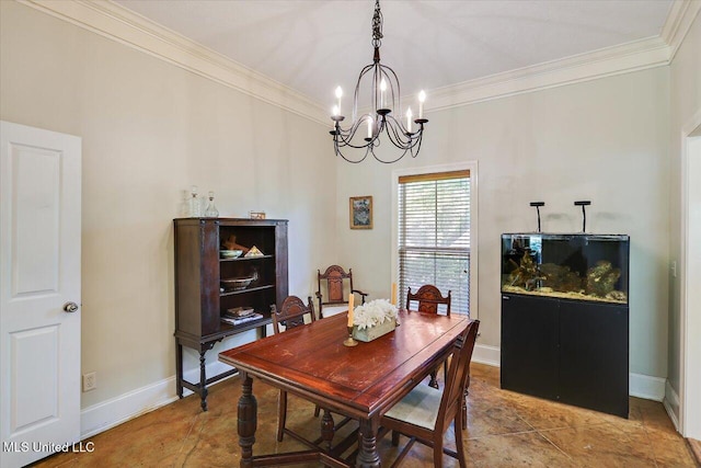 105 Speers Valley Rd, Brandon, MS 39042 - dining space featuring ornamental molding, a chandelier, and baseboards