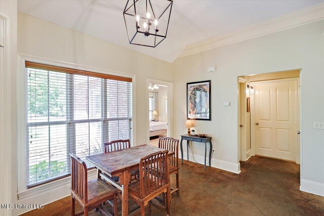 105 Speers Valley Rd, Brandon, MS 39042 - dining space featuring healthy amount of natural light, baseboards, a chandelier, and crown molding