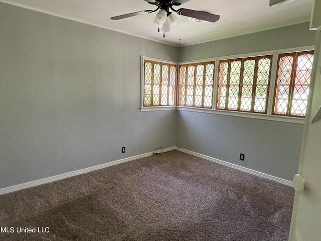 2136 Attala Rd Unit 5247, Kosciusko, MS 39090 - unfurnished room featuring crown molding, carpet flooring, baseboards, and a ceiling fan