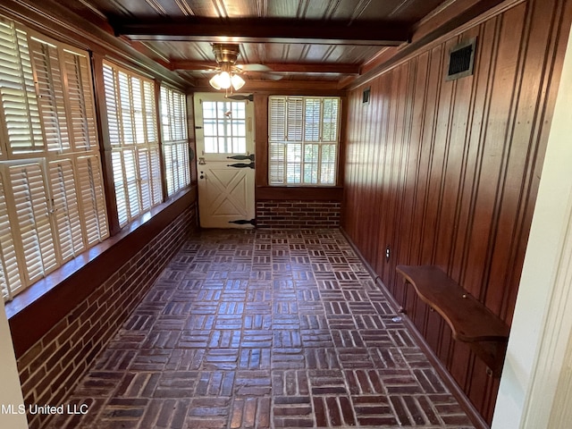 2136 Attala Rd Unit 5247, Kosciusko, MS 39090 - unfurnished sunroom featuring beamed ceiling and visible vents