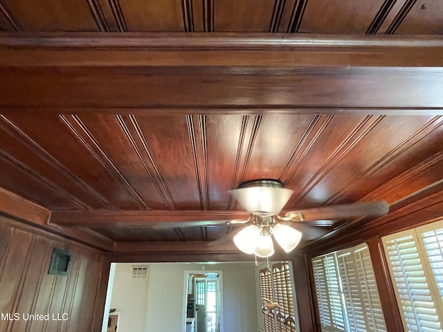 2136 Attala Rd Unit 5247, Kosciusko, MS 39090 - room details featuring ceiling fan, wood walls, and wood ceiling